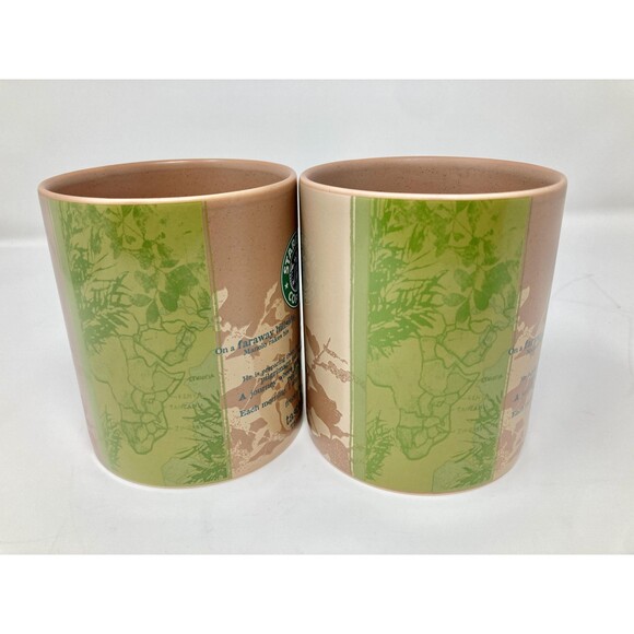 Two Starbucks Coffee Tea Mugs " Thanks to Manolo" Ceramic Mugs Brown Green 18 Oz - Picture 10 of 10